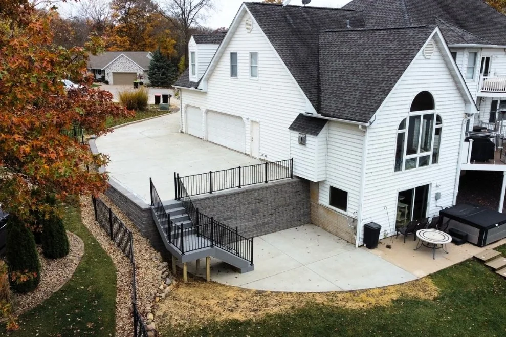 Concrete patio and driveway installation