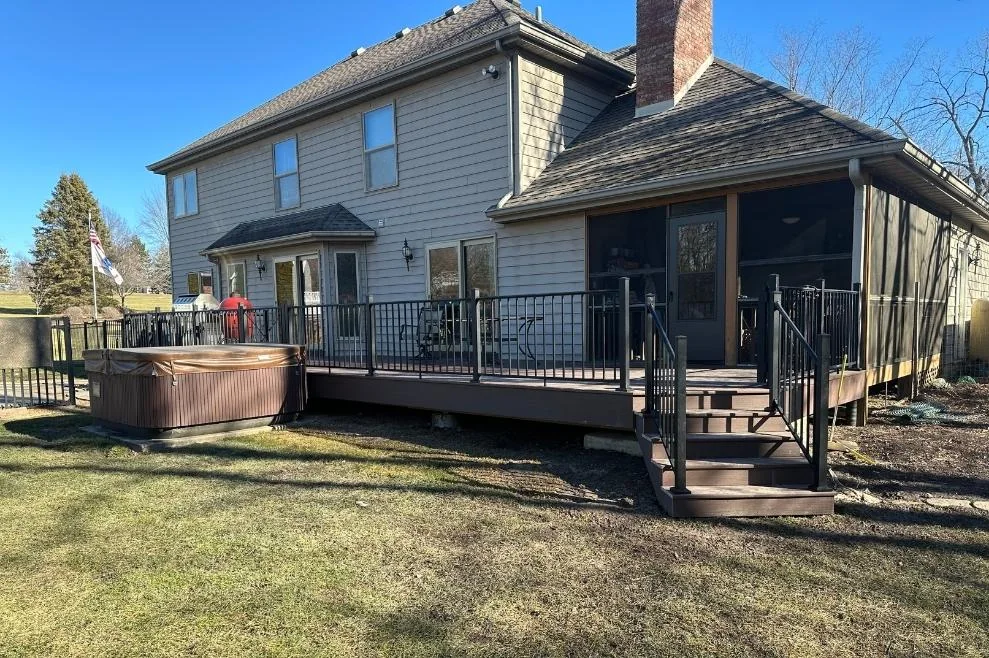 Backyard deck and railing installation